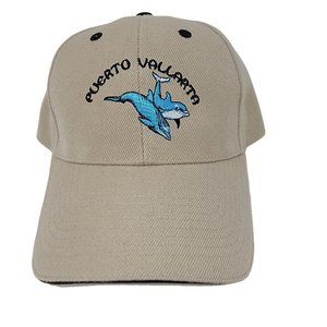 Puerto Vallarta Mexico Strapback Cap Hat Dolphins Adjustable Beige Embroidered